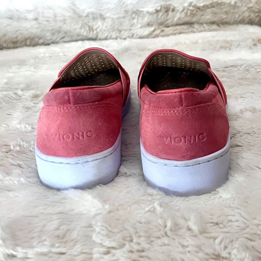 Vionic Beach Kani Coral Pink Suede Laser Cut Slip On Comfort Sneakers Womens 8 - Picture 8 of 8